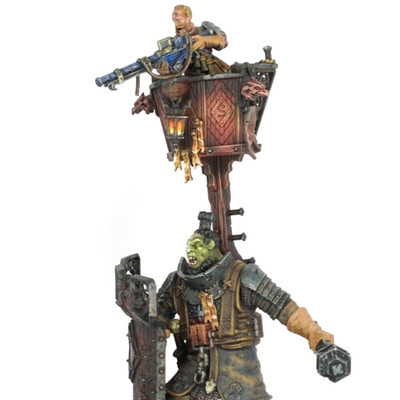 Warhammer AoS Fusil-Major auf Ogor Warhulk PRO PAINTED Custom Terrain Base