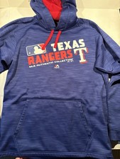 TEXAS RANGERS Therma Base Hoodie Size M MLB AUTHENTIC COLLECTION Majestic
