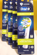 4x Oral-B Floss Action Replacement Electric Brush Heads - 3 Pack