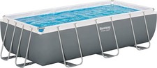 Bestway Power Steel Swimming Pool Set Above Ground Rectangle Pool, 13ft 3in