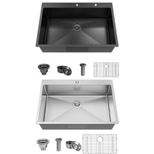 33x22 inch Drop in 9"Deep Kitchen Sink Stainless Steel Black