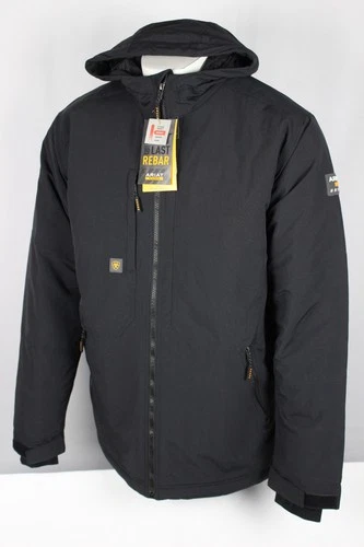 Ariat Men's Rebar Cordura Ripstop Insulated Jacket Hooded Black 10052119
