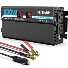 OLTEANP 600W Power Inverter Pure Sine Wave Inverter 12V DC to 120V AC Convert...