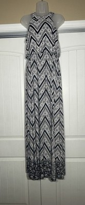 NWT Khols Three Pink Hearts Black/White Chevron Dress Sz L