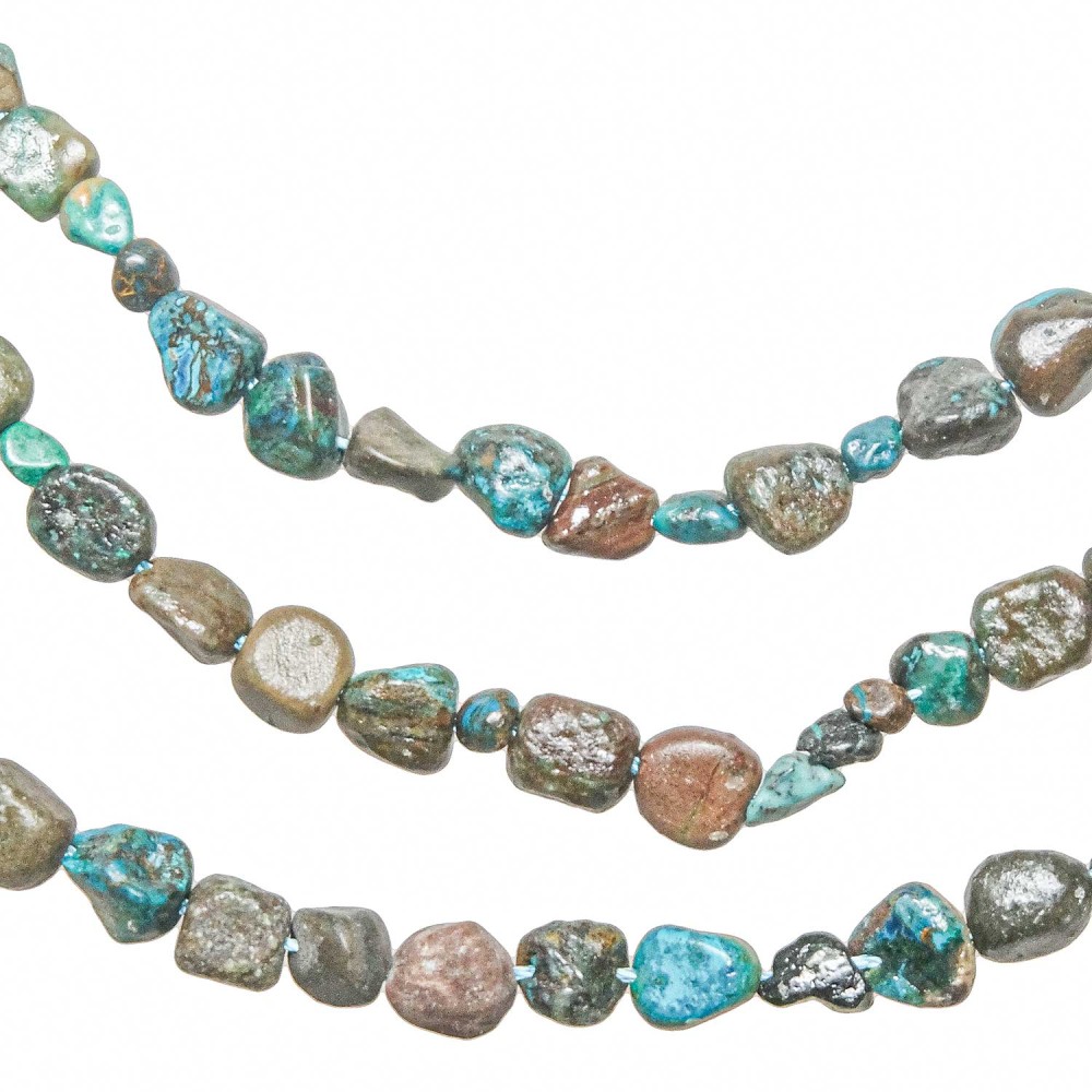 Collier chrysocolle perles roulées de haute qualité de 43 cm