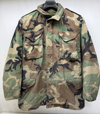 Vtg USGI M65 Cold Weather Field Jacket Coat  Liner Woodland Camo Medium Long