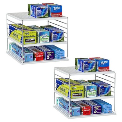 WANCHIY 2 PACK Cabinet Organizer for Foil and Plastic Wrap- Divided Compartme...