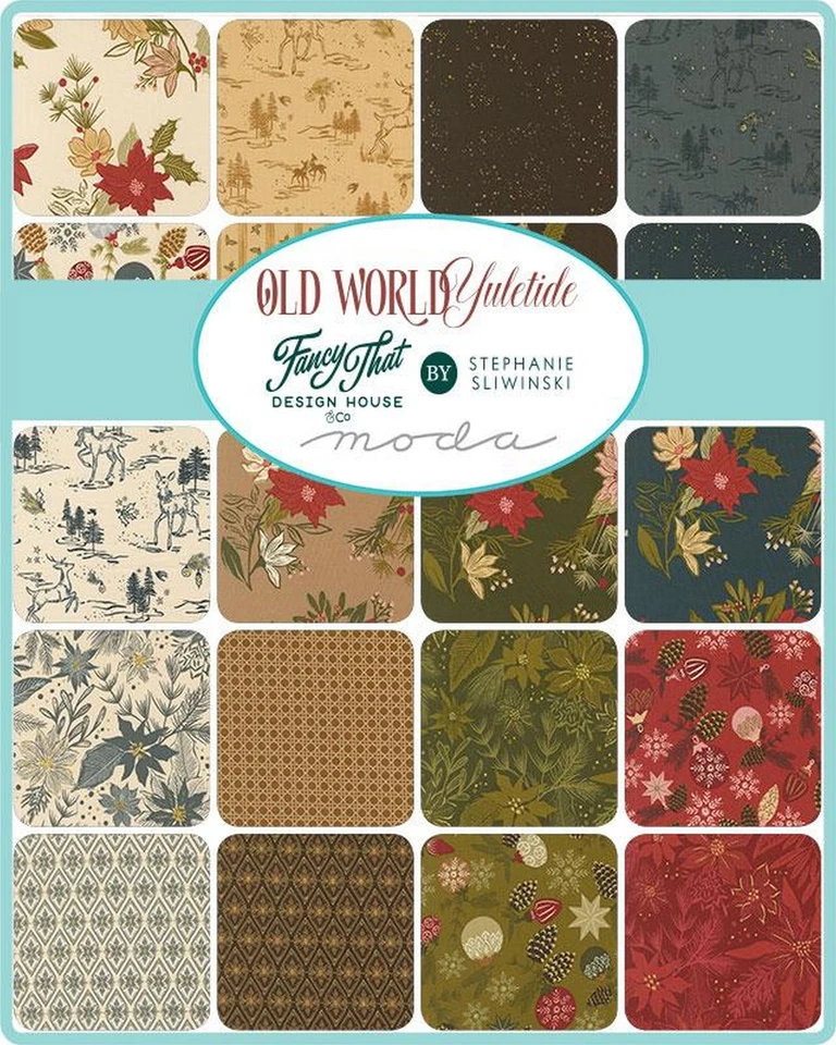 Old World Yuletide Moda Charm Pack 42 100% Cotton 5" Precut Fabric Squares - Image 2 of 4