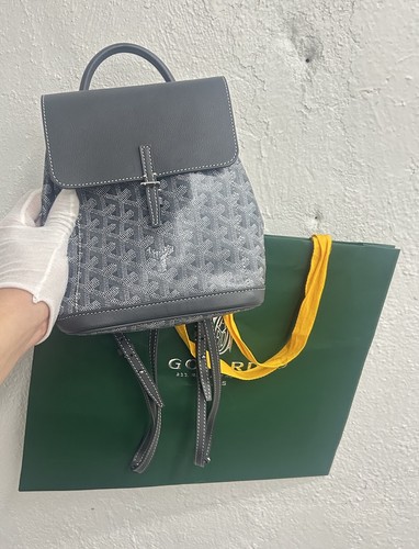 Goyard BB23 Goyardine Mini Alpin backpack Book bag Grey With Store Bag