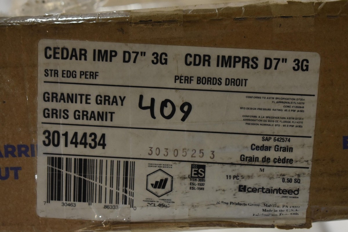 CertainTeed Cedar Impressions D7 3G Siding Granite Gray 409