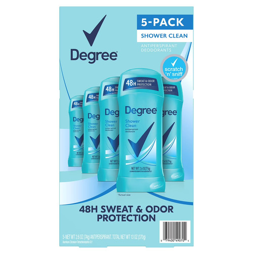 Degree Antiperspirant Deodorant Shower Clean 2.6 oz 5 pack Free Shipping