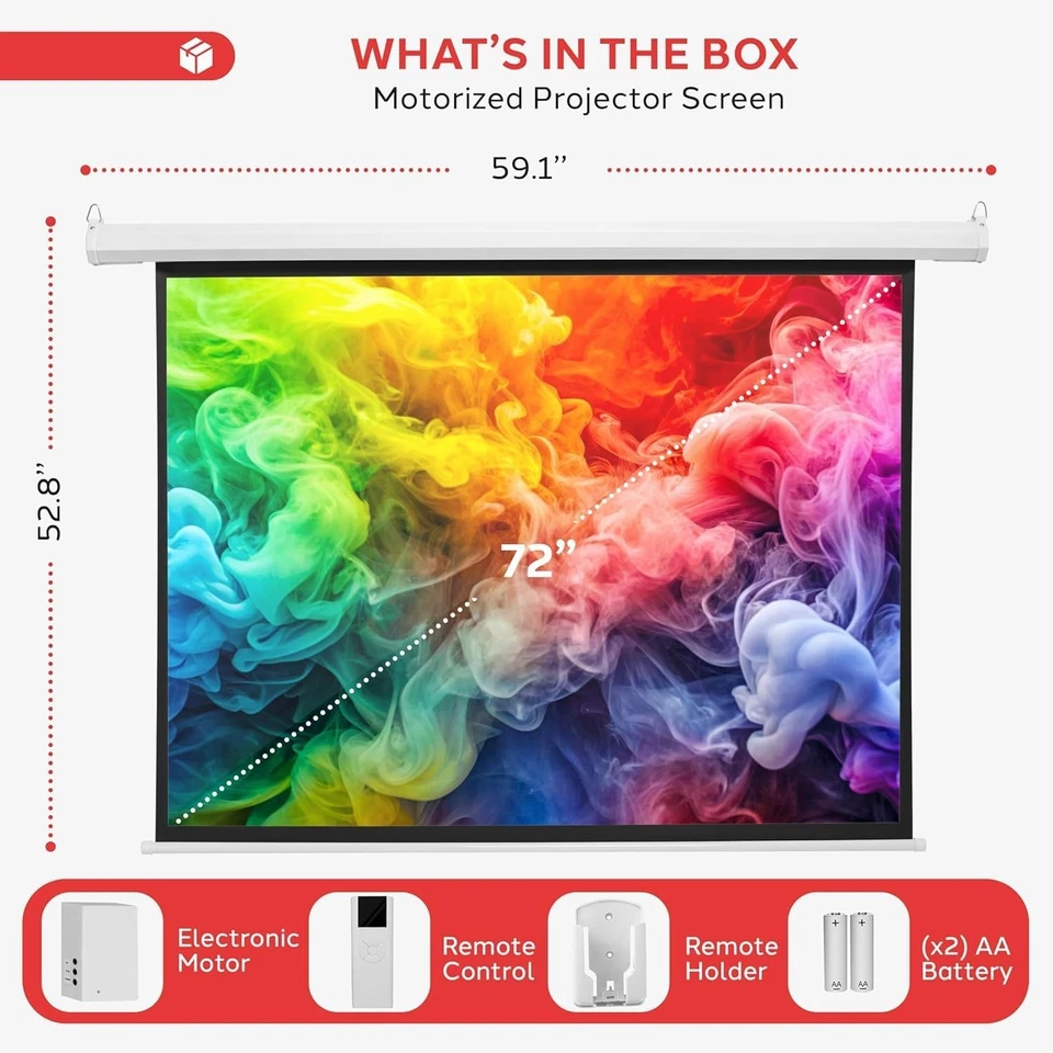 Pantalla Proyector Portátil Motorizado Blanco Mate Pyle 72" - Automático 72  Foto 2 de 4
