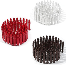 [3 Pack] Miniature Garden Fence Set - 35" Flexible Wood Picket Fences in White,