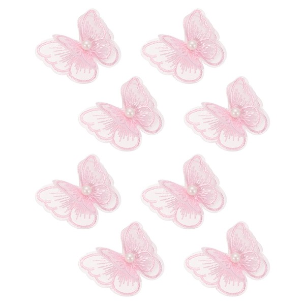 8Stk Schmetterlings-Spitzen-Applikationen, 45Mm AufnäHer, Rosa-image