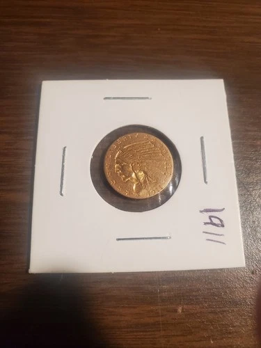 1911 GOLD Indian Head Half Eagle $5