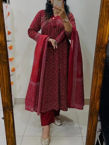 Bollywood Wedding Wear Anarkali Suit Indian Women Ethnic Kurta Pant Dupatta Set