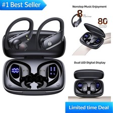 Wireless Earbuds 80H Playtime LED Display Dual Mic Over Ear Hook Bluetooth
