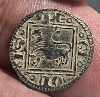 Cincin19 MEDIEVAL Muy Bonito Obolo de ALFONSO X marca 2 Puntos