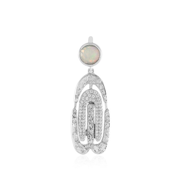 Cavill Welo Opal SilberanhäNger 0,45Ct Rundschliff 925 Sterling Silber-image