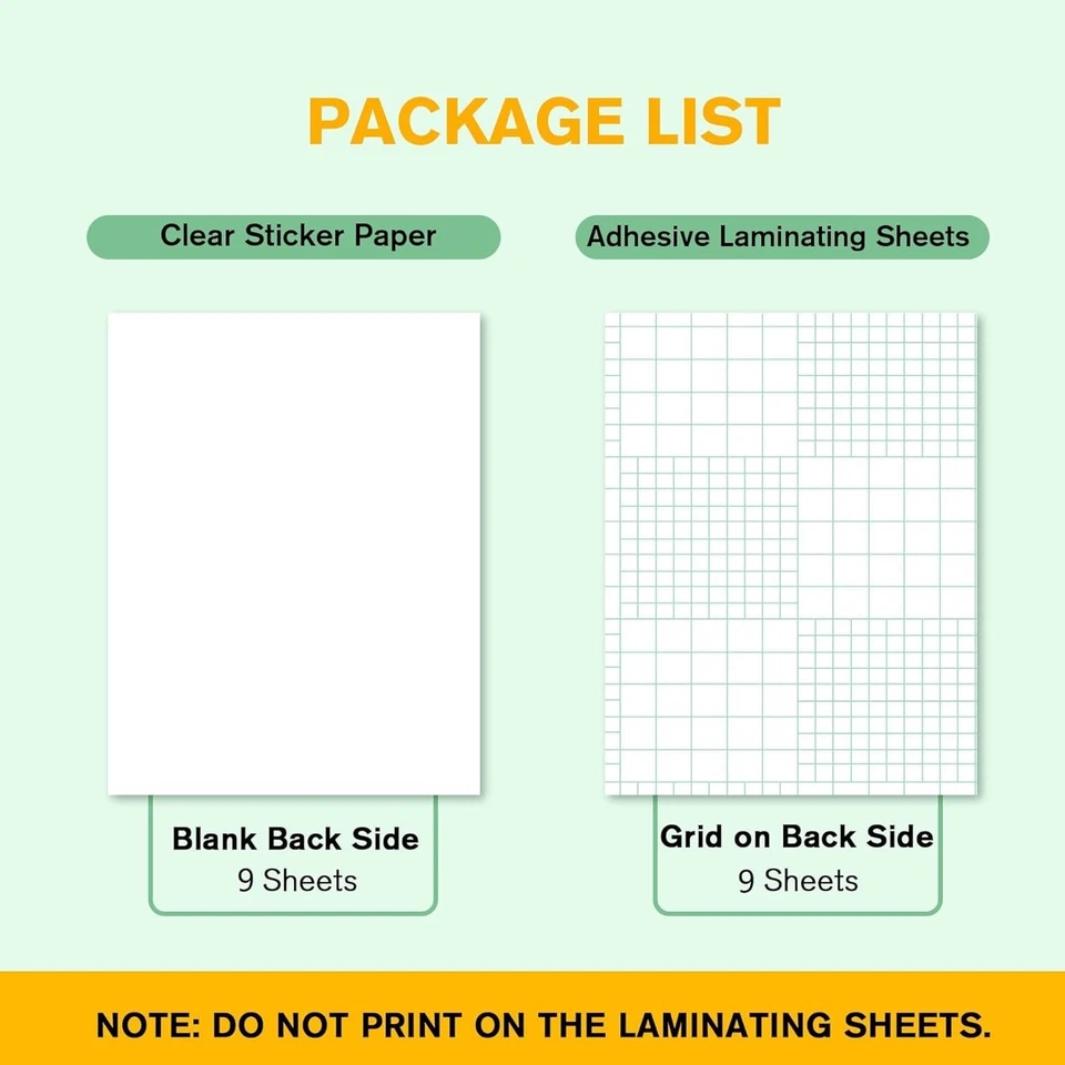 8.5x11" Crystal Clear Sticker Paper & 9x12" Laminate Sheets Bundle Pack - Image 4 of 4