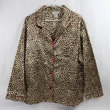 Kathryn Leopard Print Long-Sleeved Button Front Pajama Shirt Women's Size 1X