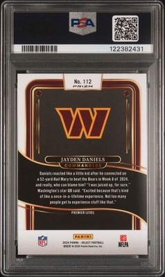 2024 Select Jayden Daniels Zebra Shock #112 Premier Level Rookie