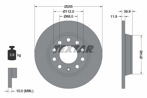 2X Textar Bremsscheibe Bremsscheiben Satz Bremsen Pro Hinten 92106303-image