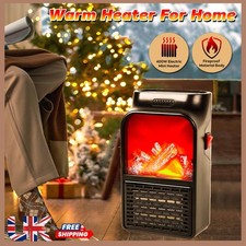 400W Plug In Wall Heater Portable Mini Electric Fan Space Warmer W/ Remote UK