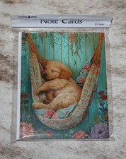 LEANIN TREE "Sweet Puppy in Hammock"~Pack of 8 Notecards #35780~Color Inside