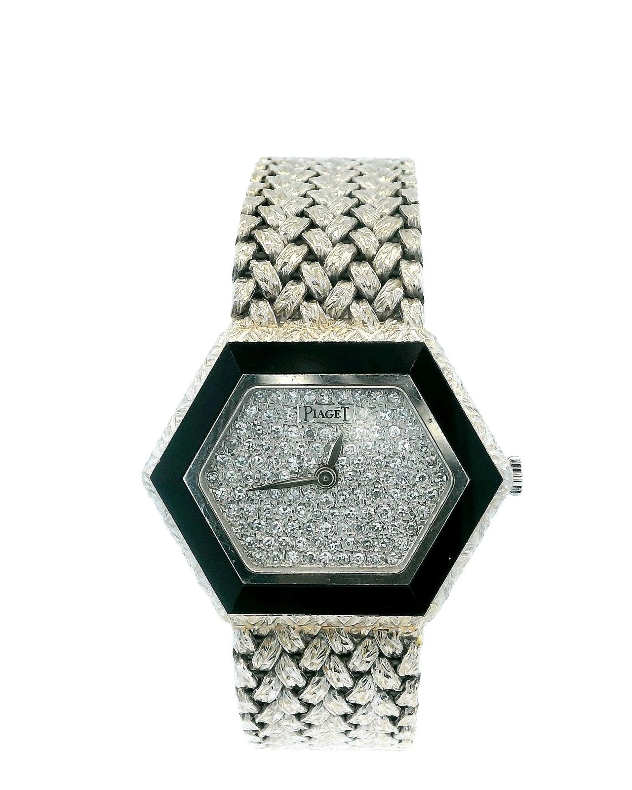 Piaget — Piaget 18k White Gold Onyx & Pave Dial Ladies Watch