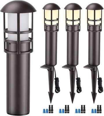 4 Pack 3W 3000K 12-24V Aluminum LED Bollard Path Lights CRI90 Garden Lamp