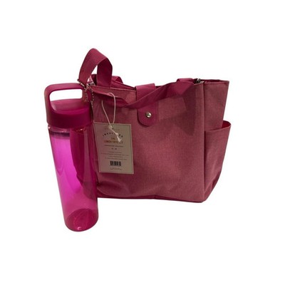 NWT Made By Design Lunch Tote Set Pink Insulated 2 Piece w/Water Bottle