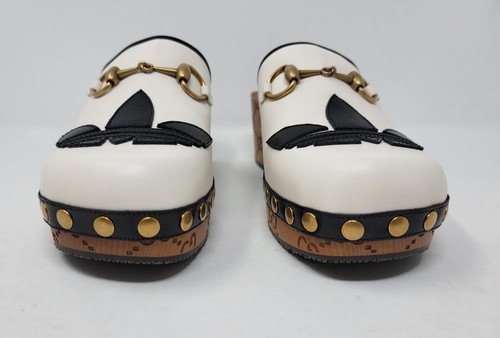 Gucci X Adidas Women’s Horsebit Accent Leather Off White Clogs Size 37 EU 7 US - Picture 9 of 16