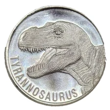 Tyrannosaurus Rex (T-Rex) Dinosaur 1oz 999 Vintage Silver Lot Round BU Condition