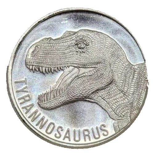 Tyrannosaurus Rex (T-Rex) Dinosaur 1oz 999 Vintage Silver Lot Round BU Condition