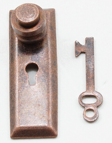Dollhouse Miniature Door Knobs w/Key Plate - Bronze - (2 pk) #05526- 1:12 Scale - Picture 1 of 1