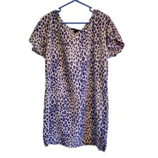 Victoria's Secret Blue White Cheetah Print Night Gown Shift Dress Size Medium