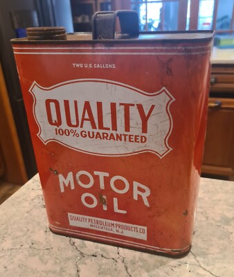  Quality 100% Guaranteed 2 Gallon Motor Oil Can Millville NJ New Jersey Gas rare