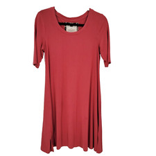 Cupio Women's Small Jersey Short Sleeve Scoop Neck T-shirt Dress Casual Pink