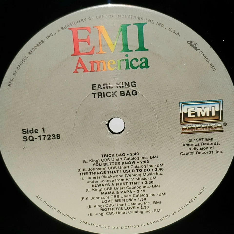 EARL KING Trick Bag The Best Of LP VG+ Plays Well 1987 EMI Vinyl SQ17238 - Image 3 of 3