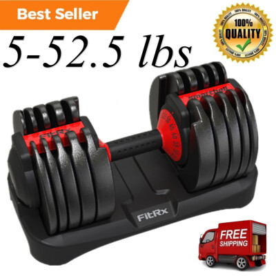 Get Fit At Home with Quick-Select Adjustable Dumbbell 5-52.5 Lbs. Weight Single