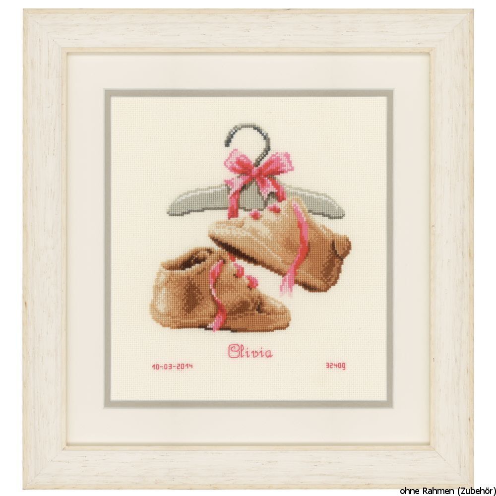 Vervaco Counted cross stitch kit My first shoes, DIY UK