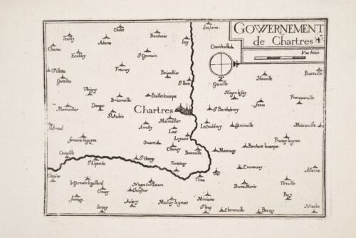 XVII° Carte ancienne Gouvernement de Chartres par Tassin Géographe - Photo 1/1
