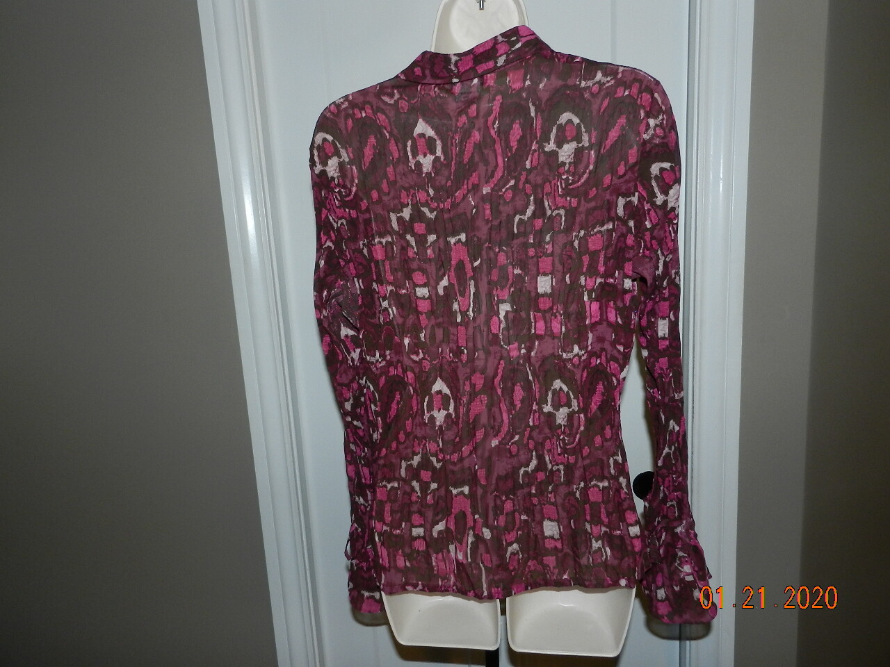 Notations M medium Long sleeve button down burgun… - image 3