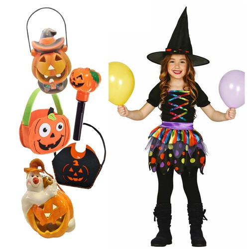 Guirca Costume Carnevale Strega Bambina Pois con Cappello e accessorio  Halloween | eBay