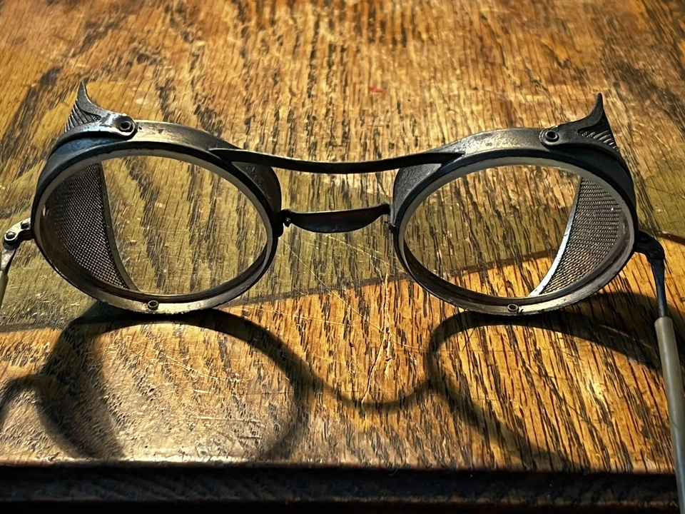 老式 30 年代 40 年代皮革安全眼镜护目镜摩托车蒸汽朋克 Bausch? — 第 2/4 张图片