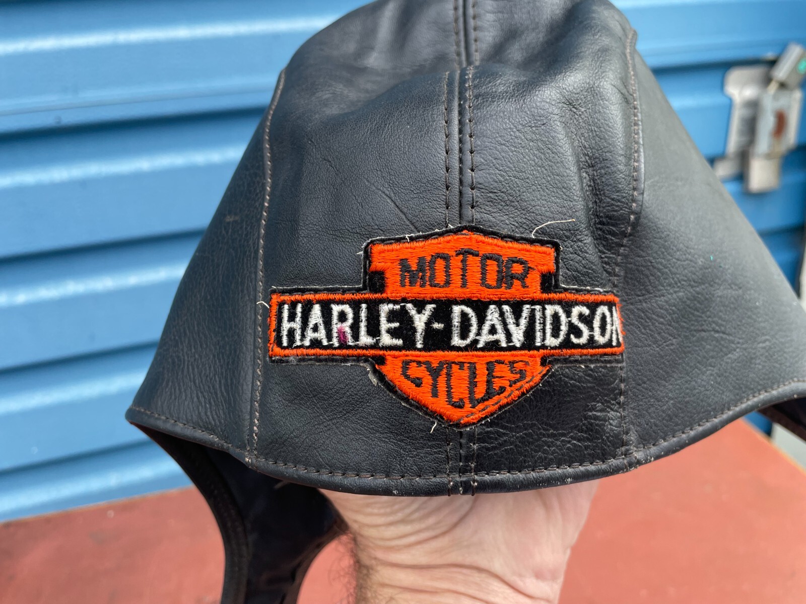 Vintage AMF Harley Davidson leather flyers hat helmet large  NR