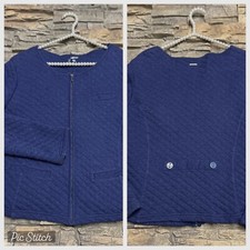 Saint James Womens 12 Quilted Nautical Cotton Blend Zip Jacket Blue Casual