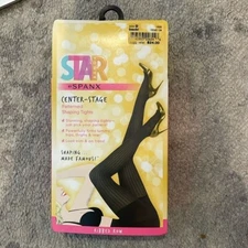 Spanx Star Power Center Stage Patterned Shaping Tights Ribbed Row Black Sz D