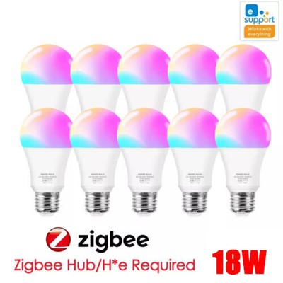 10X 18W EWelink Zigbee Smart Bulb E27 Dimmable LED Light Bulb RGB 85-265V Smart